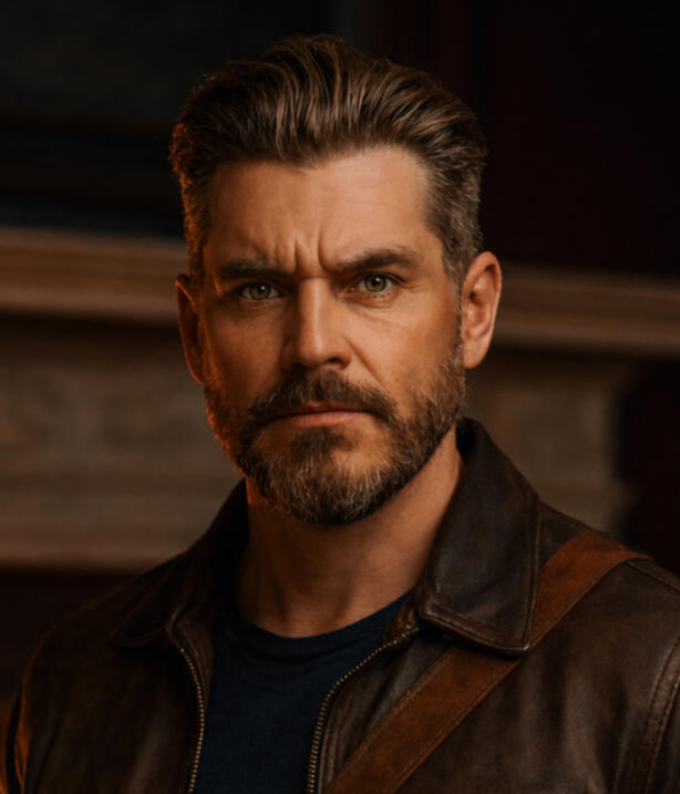 Ex-military. Historian. Polyglot. A man shaped by loss, discipline, and unanswered questions. Beneath the academic calm lies someone far more dangerous than he appears.